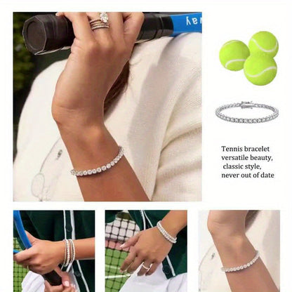 Bracelet tennis en argent sterling 925 avec moissanite de 5 mm – Bijou de luxe style hip-hop avec diamant de laboratoire étincelant, cadeau pour femme, idéal pour banquet, mariage, anniversaire, Noël, fête des mères