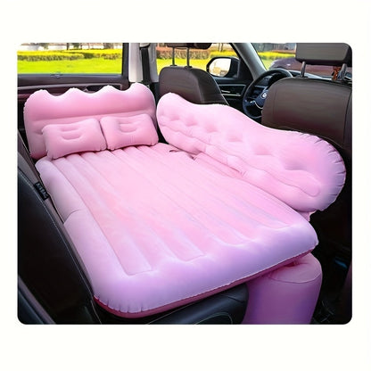 Matelas gonflable de voiture pour SUV et berline, matelas pneumatique floqué doux pour siège arrière, tapis de couchage pliable et portable pour camping, voyages et pique-niques – Pompe à air et sac de rangement inclus, noir, gris, beige, rose