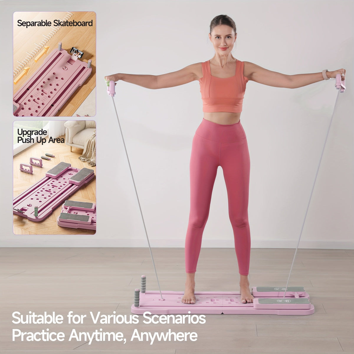 Planche de Pilates Reformer portable 9-en-1 pour salle de sport à domicile – Appareil multifonction pour abdominaux et pompes, entraîneur complet du corps, équipement de renforcement musculaire, cadeau idéal pour elle et lui