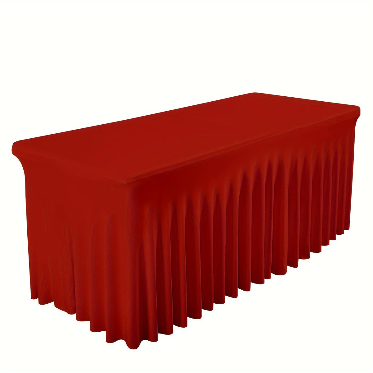 Nappe en élasthanne élastique avec jupe méduse, tissu polyester épais, opaque et hautement extensible pour tables de 4 et 6 pieds, idéale pour fêtes, anniversaires, mariages, banquets, hôtels, conférences et salons professionnels