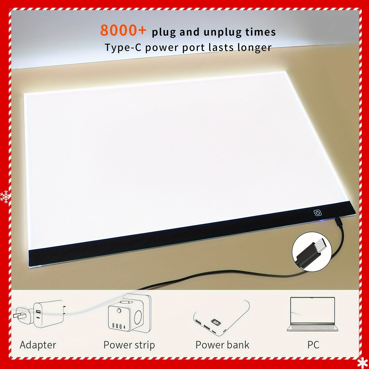 Tablette lumineuse de traçage LED A2 – Table lumineuse ultra-fine à contrôle tactile variable pour peinture au diamant, croquis, animation, transfert de tatouage et streaming, alimentée par USB, LED respectueuses des yeux, compatible Mac/PC | Velora