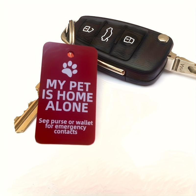 Carte d'alerte d'urgence pour animaux, porte-clés en acrylique « Mon animal est seul à la maison » avec champs pour vétérinaire et contacts, carte d'identité de sécurité pour propriétaires d'animaux vivant seuls, personnes âgées et amateurs de plein air