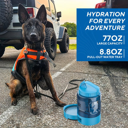 Gourde de voyage pour chien, grande capacité 2,2 L - Bouteille d'eau portable pour animaux avec écuelle amovible, conception anti-fuite pour randonnée, camping, parc à chiens, adaptée aux chiens de toutes tailles pour les aventures en plein air