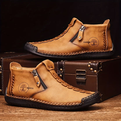 Bottines pour hommes, mocassins décontractés cousus main, chaussures à enfiler pour le travail en extérieur – 4 couleurs, tailles US 7,5-12,5, semelle antidérapante durable