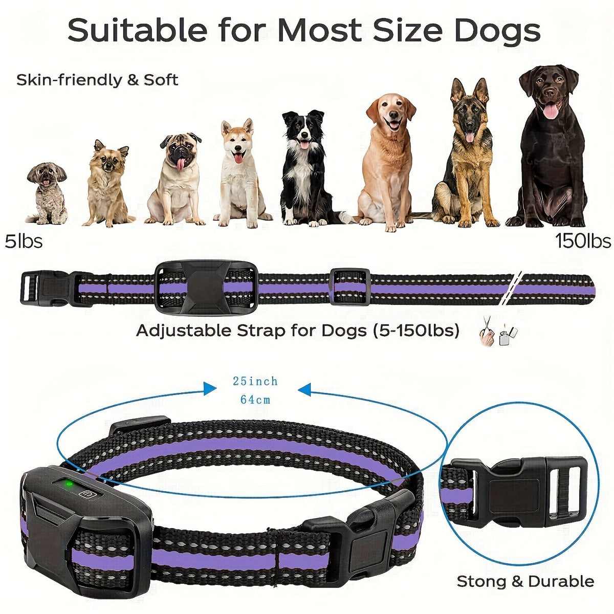 Collier de dressage pour chien avec télécommande – Portée de 1265 m, modes choc, vibration et bip, collier électrique rechargeable pour chiens de petite à grande taille (2 à 68 kg), options pour 1 ou 2 chiens, violet