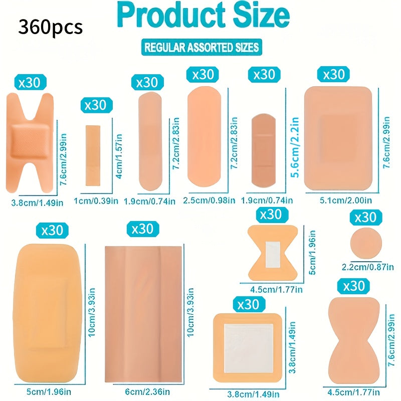 180/360 pansements adhésifs en tissu flexible, tailles assorties – Pansements respirants pour le bout des doigts et les articulations, assortiment de pansements élastiques en tissu pour les premiers soins à la maison et en extérieur
