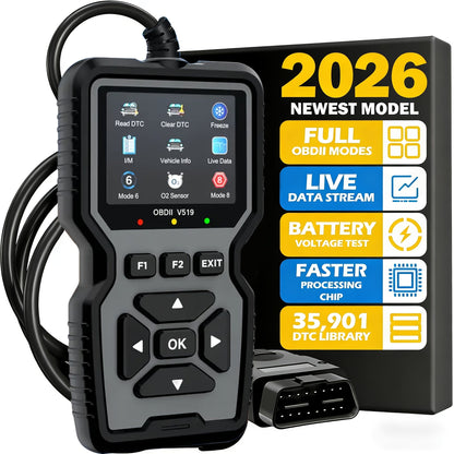 Outil de diagnostic OBD2, lecteur de codes défaut moteur universel avec fonction de réinitialisation, modes 6 & 8, test de préparation I/M – Compatible avec toutes les voitures, camions et SUV OBDII depuis 1996 – Gris