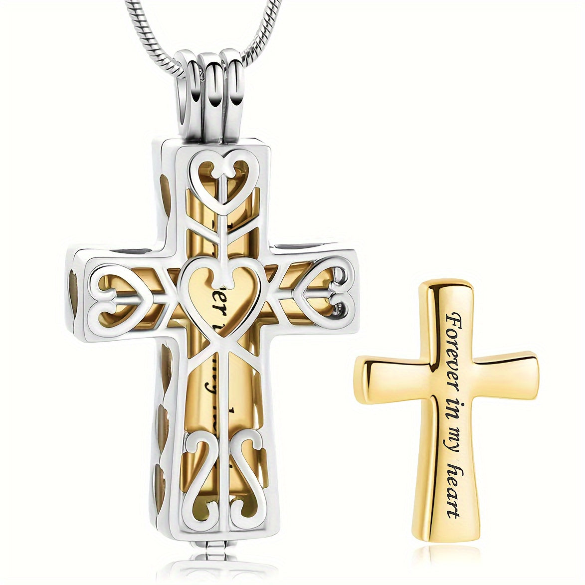 Collier urne funéraire en forme de croix pour cendres - Pendentif commémoratif en acier inoxydable, bijou cinéraire souvenir pour cendres humaines ou d'animaux, cadeau de condoléances pour la perte d'un être cher, père, mère ou animal de compagnie