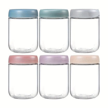 Lot de 6 bocaux Mason en verre de 475 ml avec couvercles hermétiques – Récipients à large ouverture pour avoine de nuit, bocaux de conservation pour préparation de repas, yaourt, salade, snacks, épices, sucre – Ensemble de rangement de cuisine sans BPA