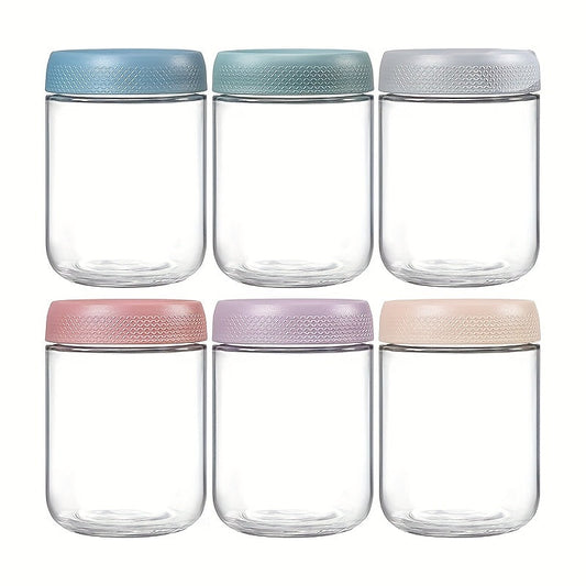 6-Pack 16oz Glass Mason Jars with Airtight Lids – Wide Mouth Overnight Oats Containers, Meal Prep Food Storage Jars for Yogurt, Salad, Snacks, Spice, Sugar – BPA-Free Kitchen Organizer Set