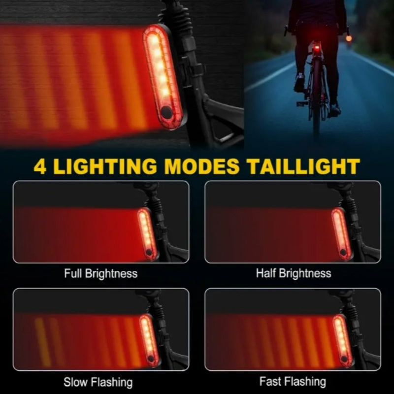 Ensemble d'éclairage de vélo ultra-lumineux rechargeable USB Type-C – Phare avant en alliage d'aluminium 6 modes & feu arrière 4 modes, éclairage LED pour vélo à charge rapide pour la conduite de nuit, le camping et la sécurité