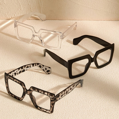 Lot de 3 ou 4 paires de lunettes vintage à monture carrée complète et verres transparents en polycarbonate pour femmes et hommes - Style rétro pour le bureau ou le quotidien, montures anti-lumière bleue
