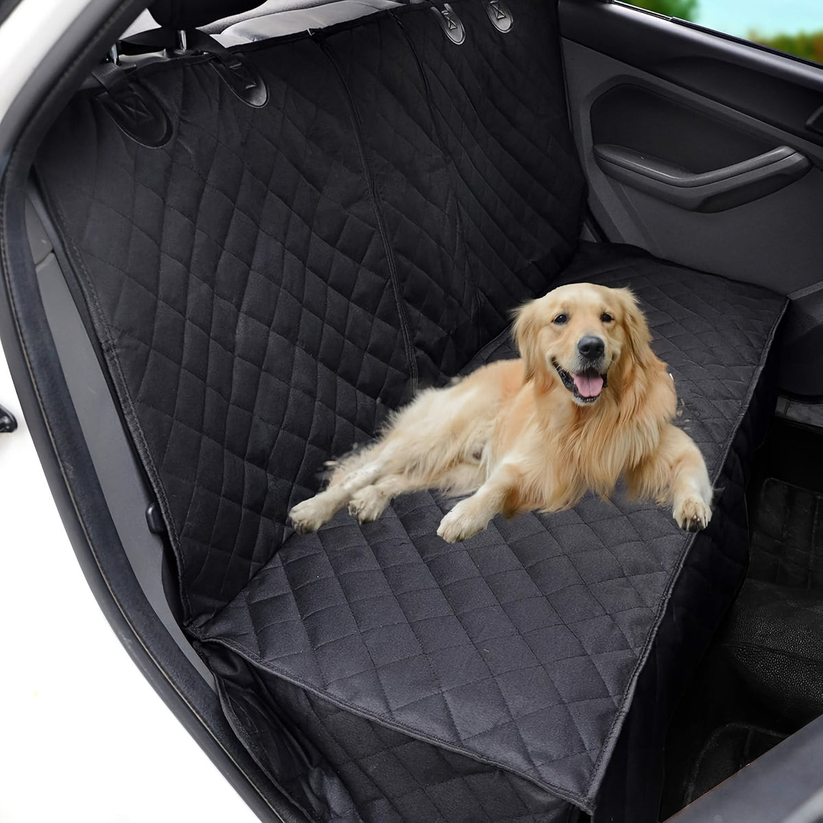 Housse de siège arrière fractionnable 60/40 pour voitures, camions et VUS – Protection de siège arrière imperméable pour animaux et enfants, 100 % polyester facile à nettoyer, ajustement universel, noir