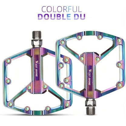 Pédales de vélo en alliage d'aluminium à 3 roulements, antidérapantes et légères, avec douille hexagonale pour VTT et vélos de route – Installation facile, accessoires de cyclisme durables multicolores, 1 paire