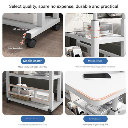 Bureau mobile portatif avec roulettes et table élévatrice à hauteur réglable – Petit bureau d'ordinateur pour lit, canapé, loisirs créatifs ou bureau à domicile, en noir ou blanc
