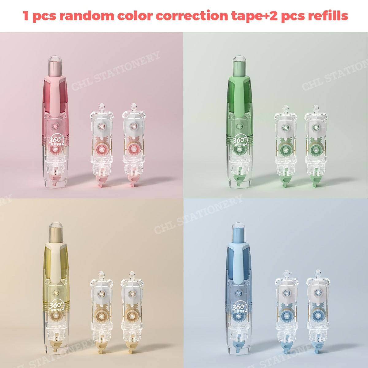 Ruban correcteur rétractable avec recharges – Correction d'erreurs instantanée et propre pour l'école, le bureau et la maison, 1 unité + 2 recharges ou lot de 4 + 8 recharges, ruban correcteur sec et lisse pour la rentrée scolaire