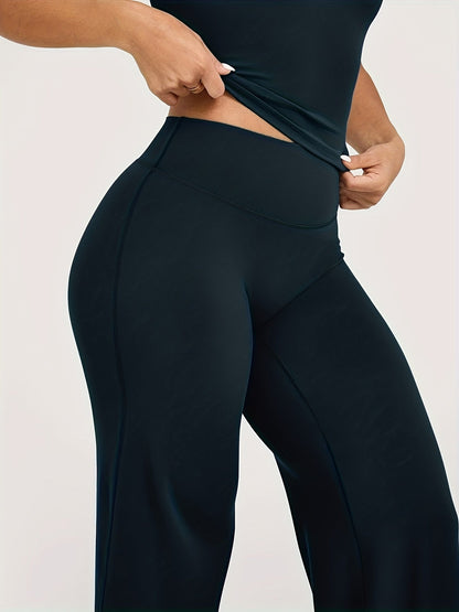 Pantalon de yoga large à taille haute, hautement élastique et offrant une couvrance totale - Legging évasé grande taille pour le sport, le fitness, l'entraînement et le quotidien, toutes saisons, S-XL