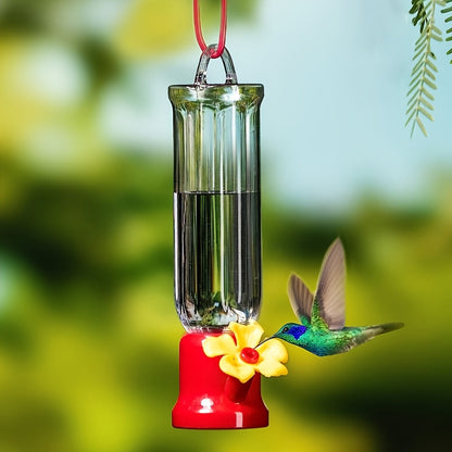 Hummingbird Feeder Outdoor Plastic Transparent Removable Hanging with Wire for Backyard Garden Patio – Easy Fill Nectar Feeder for Wild Birds Wildlife Watching 1pc