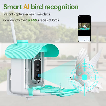 Mangeoire à oiseaux intelligente avec caméra solaire – 4MP 2K HD, identification des espèces d'oiseaux, détection de mouvement, protection contre les écureuils, étanchéité IP66, surveillance à distance via application, cadeau pour les amoureux des oiseaux