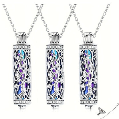 Lot de 3 colliers urnes funéraires - Élégants pendentifs commémoratifs cylindriques avec entonnoir de remplissage pour cendres humaines et d'animaux, bijoux souvenirs à partager pour le deuil d'un être cher