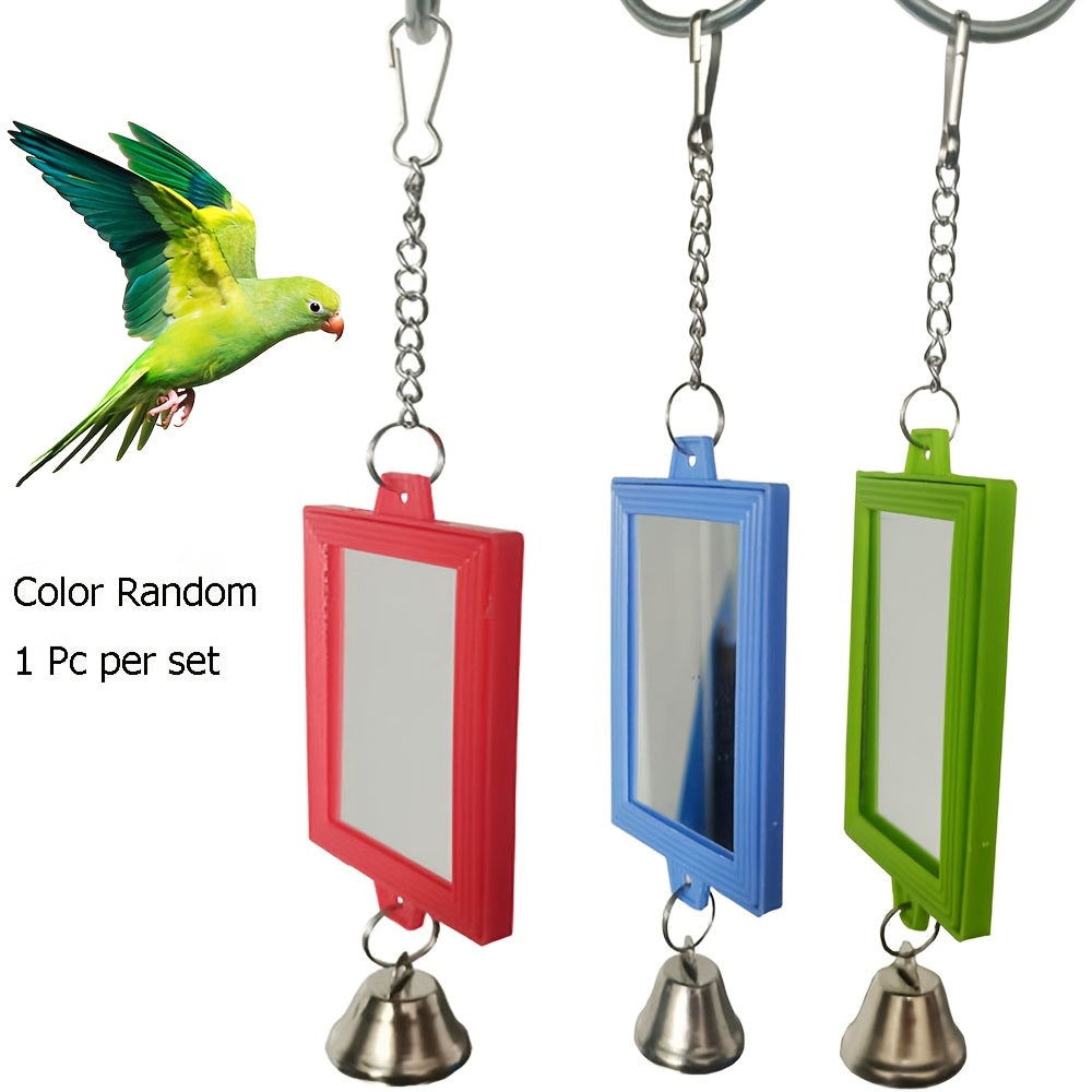 Miroir double face pour oiseau - Jouet de cage carré, décoration et accessoire interactif pour perroquets, perruches, calopsittes, inséparables - Couleur aléatoire 6 x 22 cm