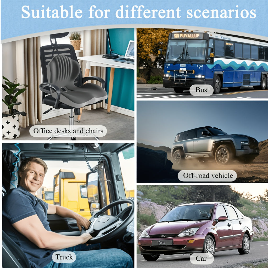 Coussin de siège ergonomique en mousse à mémoire de forme avec soutien lombaire et design creux respirant – Coussin de coccyx confortable pour chaise de bureau, siège auto, position assise prolongée, unisexe
