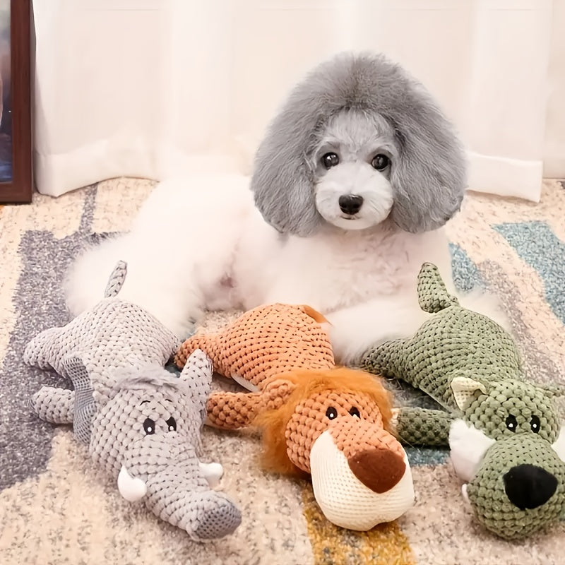 Lot de 6 jouets en peluche grinçants pour chien – Ensemble de jouets à mâcher et de dentition en forme d'animaux mignons, jouets interactifs en peluche pour petits et moyens chiens, soulagement de l'anxiété et nettoyage des dents, sûrs et durables