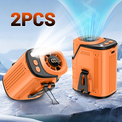 Ventilateur de taille 4-en-1 avec lampe torche, batterie externe et ventilateur de cou – Ventilateur de ceinture portable rechargeable pour l'extérieur, longue autonomie, 3 couleurs, disponible à l'unité et en lot de 2