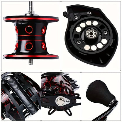 Moulinet Baitcasting 18+1BB haute vitesse, double système de freinage – Frein max 20LB, acier inoxydable, poignée ergonomique, droitier & gaucher, moulinet pour pêche au bar et à la carpe en eau douce et en mer