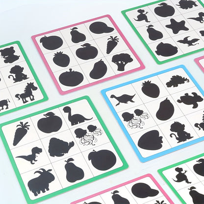 Jeu éducatif Montessori de correspondance d'ombres et de différences : blocs de puzzle en bois pour l'entraînement cérébral, jouet STEM pour le développement cognitif des enfants de 3 ans et plus, cadeau pour filles et garçons