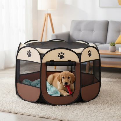 Parc pour animaux pliable et portable avec porte zippée – 3 tailles (S/M/L) Enclos grillagé rétractable pour chats, chiens, chiots et chatons, enclos anti-rayures pour intérieur et extérieur