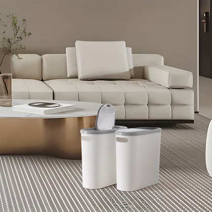 Petite poubelle de salle de bain avec poignées intégrées, lot de 1 ou 2 – Corbeille à papier en plastique antirouille, design gain de place pour salle de bain, buanderie et bureau, sacs poubelle inclus