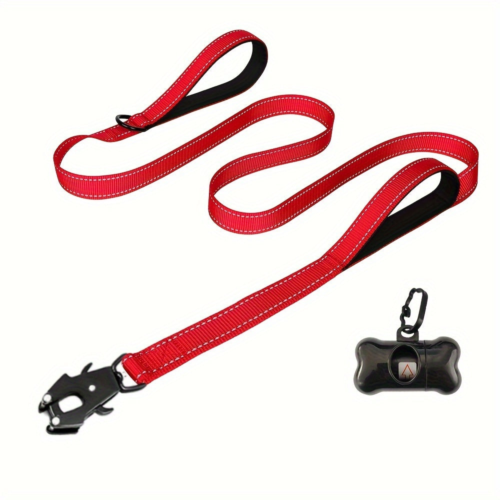 Laisse pour chien robuste de 1,8 m avec double poignée et mousqueton tactique – Laisse de dressage en corde réfléchissante avec attache rapide verrouillable pour chiens moyens et grands, 11 couleurs disponibles