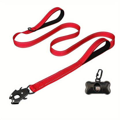 Laisse pour chien robuste de 1,8 m avec double poignée et mousqueton tactique – Laisse de dressage en corde réfléchissante avec attache rapide verrouillable pour chiens moyens et grands, 11 couleurs disponibles