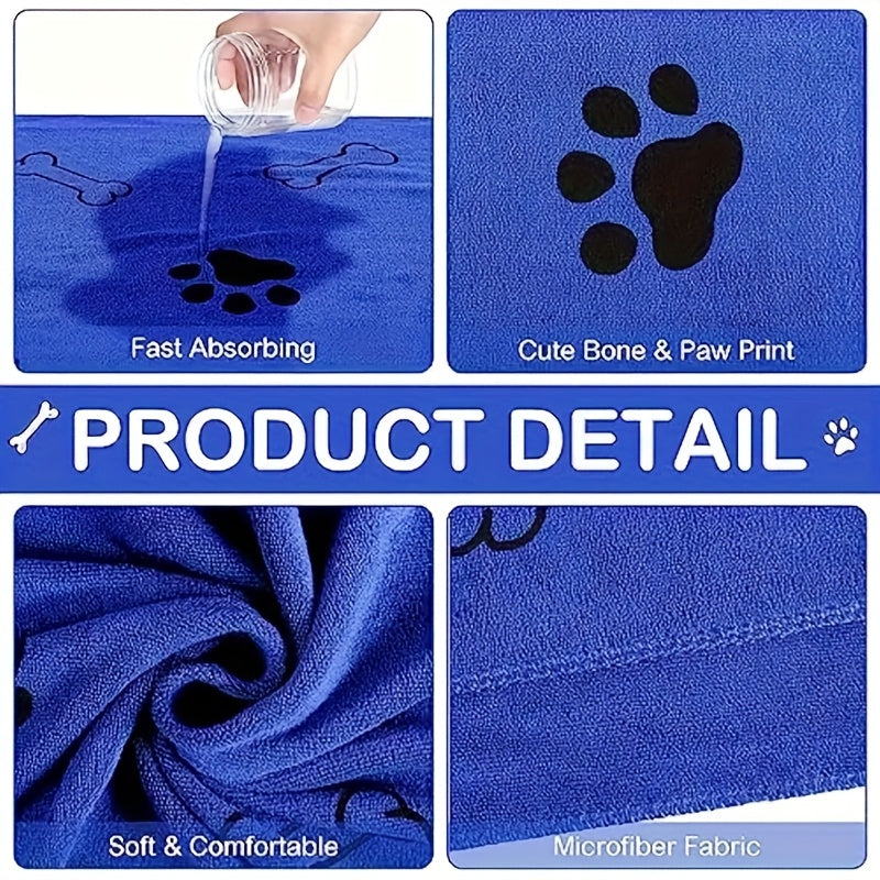 Grande serviette de bain pour chiens et  chats, serviette en microfibre super absorbante et à séchage rapide, 100 x 60 cm, couverture de séchage douce pour le bain, le toilettage et la plage – Cadeau pour animaux de compagnie