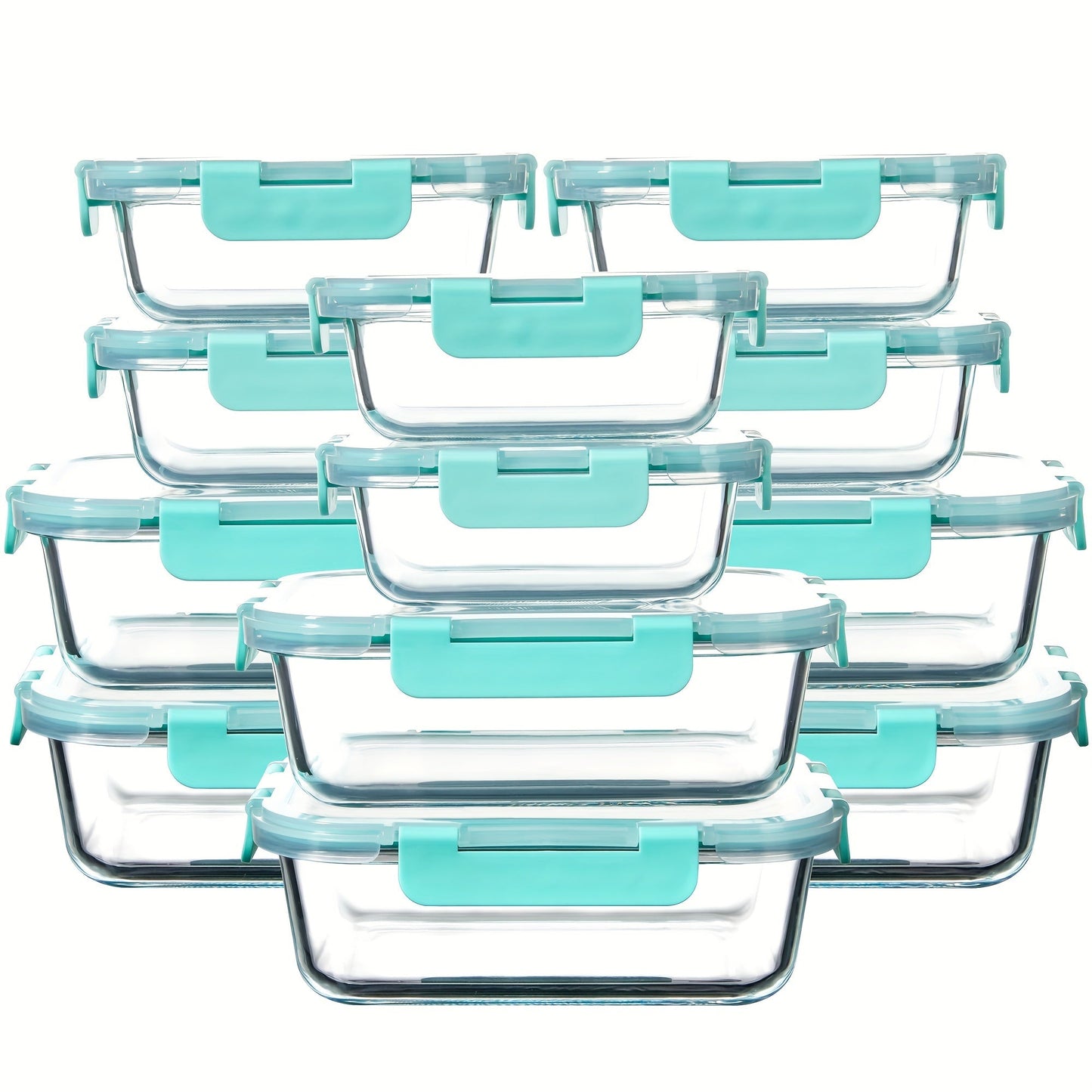 Borosilicate Glass Food Storage Containers 24-Pack (12 Bowls + 12 Airtight Lids) – Meal Prep Glass Bowls, Microwave & Dishwasher & Freezer Safe, BPA Free, Multi-Color Lids for Kitchen & Lunch