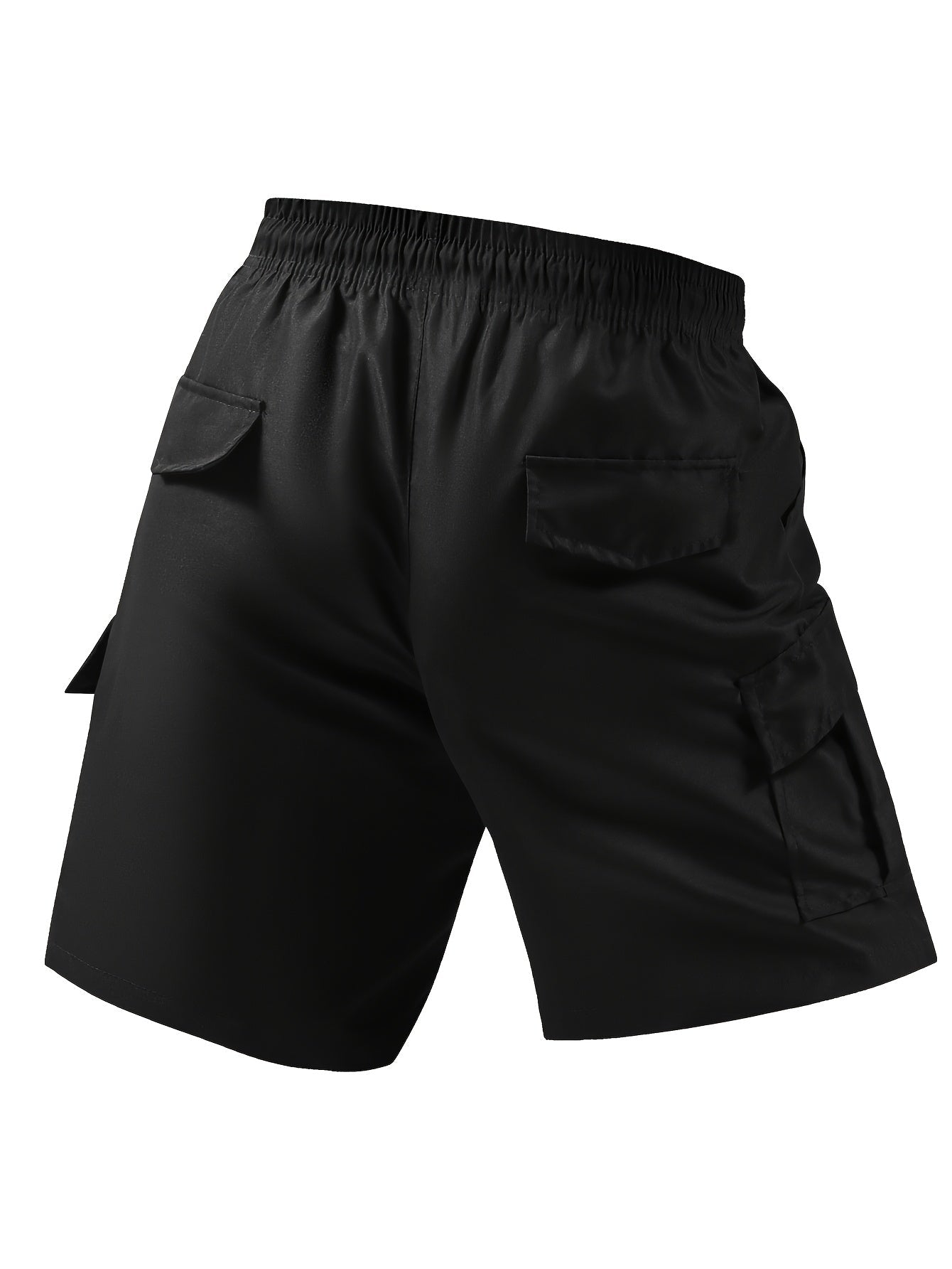 Men's Workwear Shorts 4 Pack Multi-Pocket Loose Fit – Knee Length Casual Summer Shorts, Solid Color, Sizes S to XXXL, Black Gray Blue Khaki Set for Work & Everyday Wear