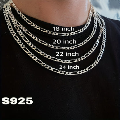 Chaîne Figaro 8 mm en argent sterling 925 italien pour homme et femme – Design minimaliste rétro audacieux, collier à maillons épais unisexe avec coffret cadeau, tailles 20 à 24 pouces