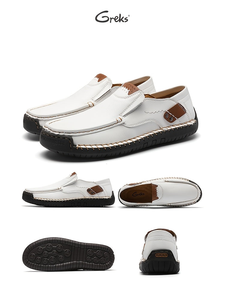 Mocassins de conduite cousus main pour homme, chaussures à enfiler légères et respirantes – Mocassins décontractés style bateau pour le travail, les voyages, la marche et l'extérieur, tailles US 4–12,5