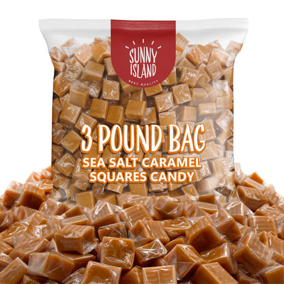 Cubes de caramel au sel marin, paquet en vrac de 1,36 kg – environ 225 pièces, emballées individuellement, caramel fondant à partager, pour le goûter, offrir, cuisiner ou remplir des coupelles à bonbons