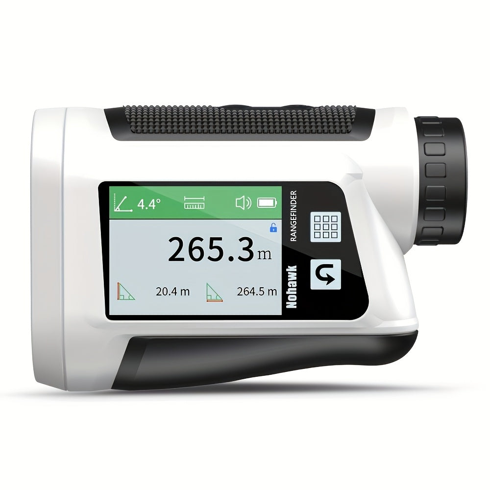 Télémètre laser Nohawk 1000 yards avec écran couleur latéral, rechargeable par USB, synthèse vocale en anglais, compensation de pente, alertes par vibration, 9 modes, unités M/Yard/Ft pour golf, chasse, disc golf, noir/blanc
