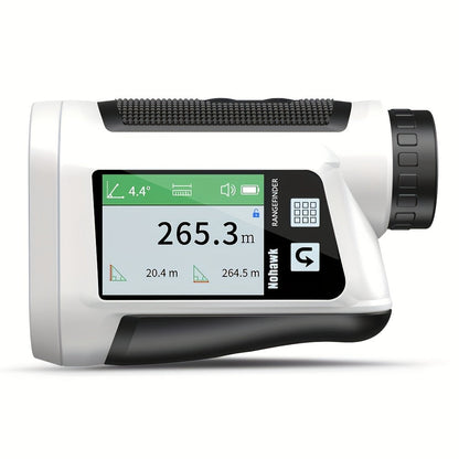 Télémètre laser Nohawk 1000 yards avec écran couleur latéral, rechargeable par USB, synthèse vocale en anglais, compensation de pente, alertes par vibration, 9 modes, unités M/Yard/Ft pour golf, chasse, disc golf, noir/blanc
