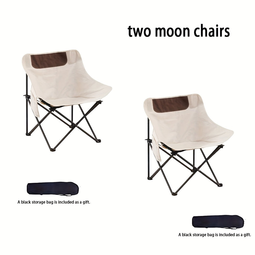 Ensemble de 2, 3 ou 5 chaises lune pliantes portables et table avec sac de rangement pour plage, camping, pêche, barbecue en famille, pique-nique, randonnée, cour, noir et blanc
