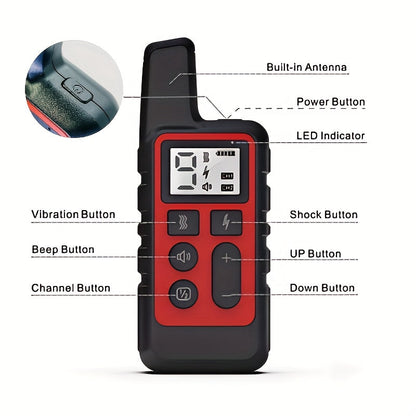 Collier de dressage pour chien à distance 9 niveaux – Collier électronique rechargeable avec modes décharge, vibration et signal sonore, portée de 500 m, réglable pour chiens de petite, moyenne et grande taille, contrôle anti-aboiement électronique sûr
