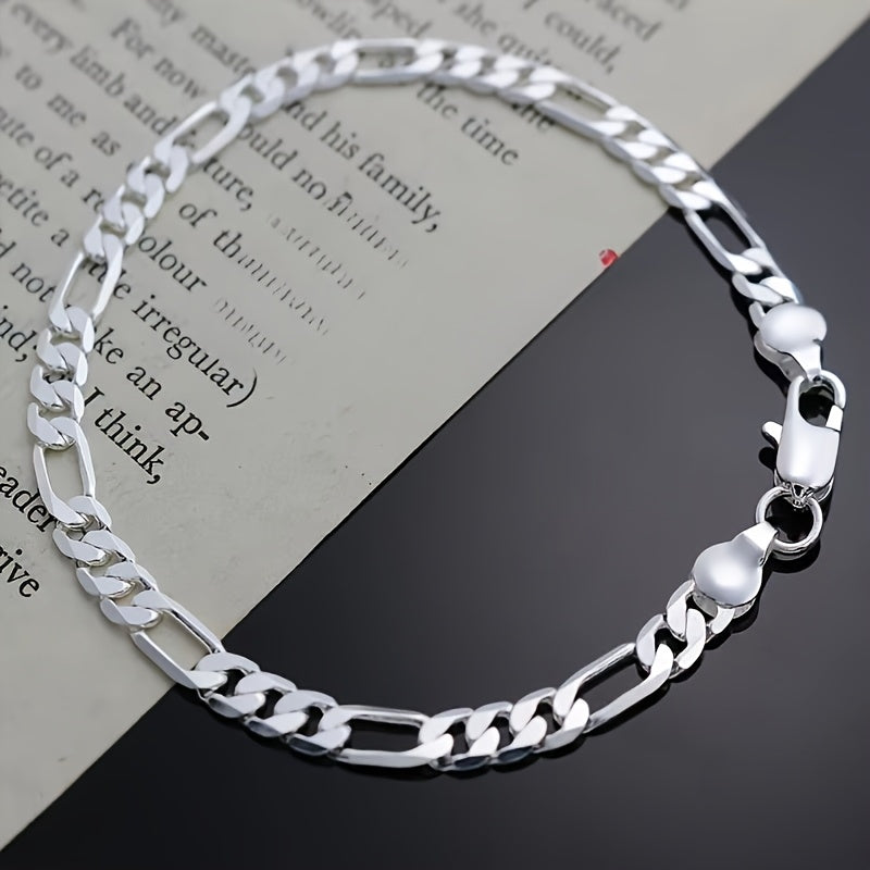 Parure de bijoux 2 pièces bracelet et collier en argent sterling 925 unisexe – Design chaîne à maillons hip-hop pour hommes et femmes, cadeau idéal pour Noël, un mariage, pour lui ou pour elle