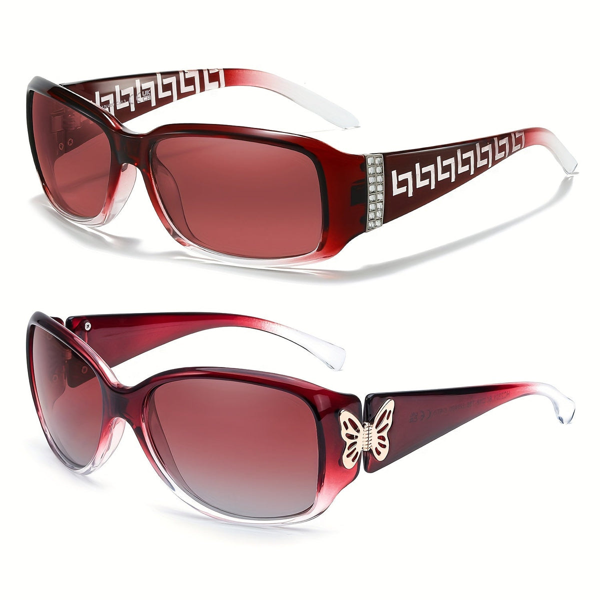 Lot de 2 lunettes de soleil polarisées pour femmes UV400 – Style papillon et cœur enveloppant Jackie-O, lunettes de mode tendance pour la conduite, la plage et l'extérieur, plusieurs couleurs disponibles