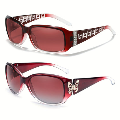 Lot de 2 lunettes de soleil polarisées pour femmes UV400 – Style papillon et cœur enveloppant Jackie-O, lunettes de mode tendance pour la conduite, la plage et l'extérieur, plusieurs couleurs disponibles