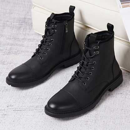 Bottes Chukka de moto pour homme – Bottines de ville en cuir véritable à lacets et fermeture éclair avec semelle antidérapante, bout renforcé, semelle intérieure rembourrée respirante, noir et marron | Velora