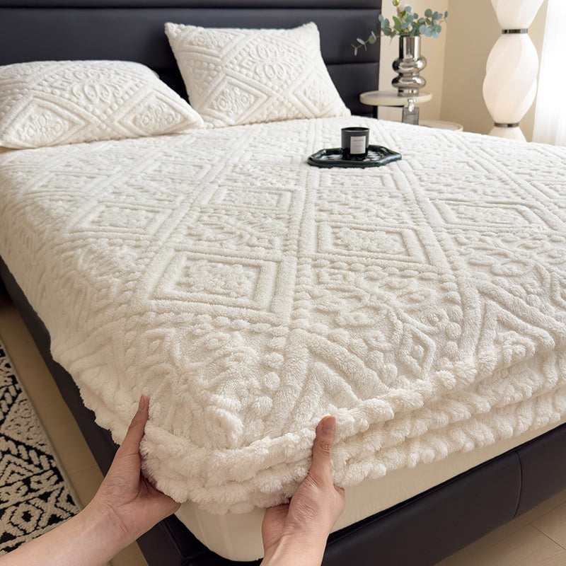 Drap de lit doux gaufré européen – Housse de matelas à poches profondes toutes saisons, literie ultra-douce lavable en machine pour lits une place, doubles, grand format et très grand format, protège-matelas chaud (sans taie d'oreiller)