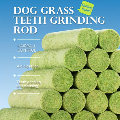 15 bâtonnets à mâcher à l'herbe pour chien – Friandises à mâcher naturelles pour le nettoyage des dents, haleine fraîche, collation riche en fibres pour la santé digestive à base d'herbe et de viande – Friandise saine pour chien de toutes races